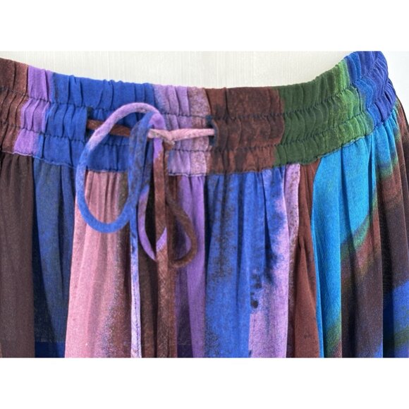 NWT ZARA Skirt Beaded Boho Elastic Waist Flowing Blue Festival Scarf Hem Small - Picture 2 of 8